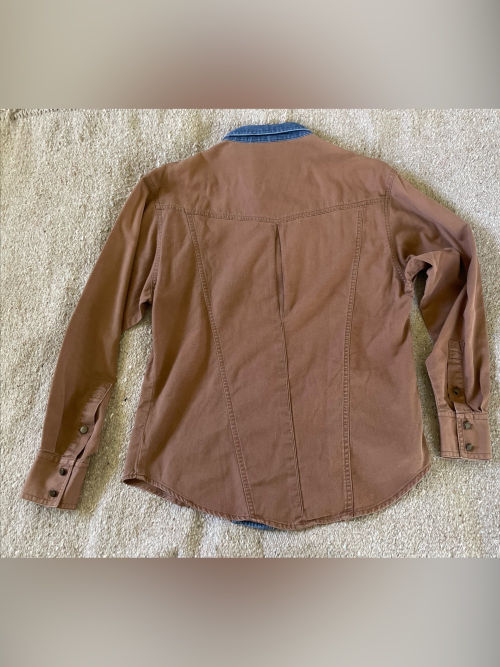 Vintage Wrangler Made in USA Westernwear for Women Brown & Denim shirt size L - Picture 3 of 11